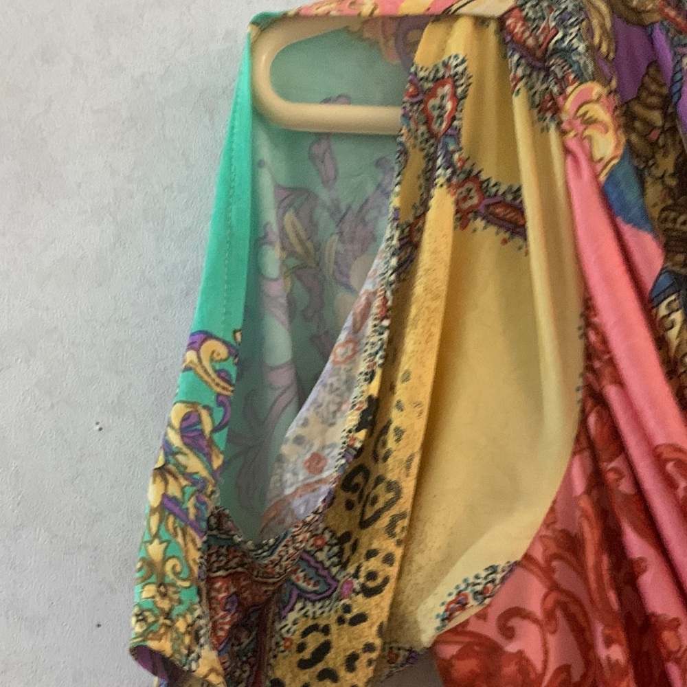 Vibrant Multicolor Cowl Neck Blouse - Picture 4 of 5
